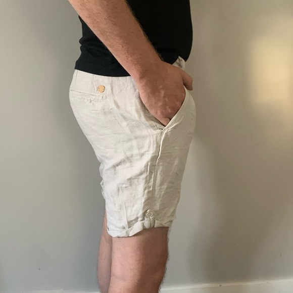 Zara off white linen Mens  shorts - Picture 4 of 9